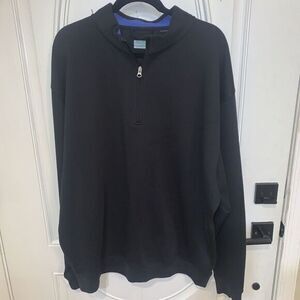 Alan Flusser Sweater Size XXLarge Black Golf Performance Pullover 1/4‎ Zip